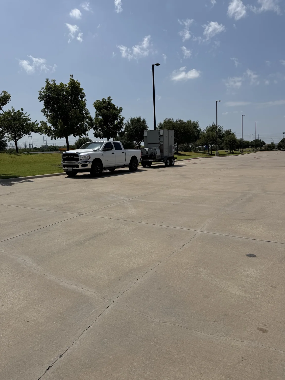 MPR service truck transporting a trailer-mounted commercial load bank